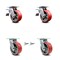 Service Caster 5 Inch Red Poly on Steel Caster Set with Roller Bearings 2 Brake 2 Swivel Lock SCC-TTL30S520-PUR-RS-2-BSL-2 - alternate 1